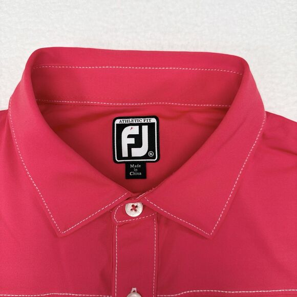 FootJoy Golf Polo Shirt Men XL‎ Athletic Fit Pink Solid Stretch Performance - Picture 8 of 12